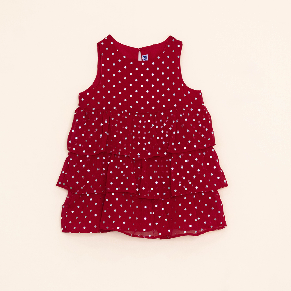 Vestido Rojo De Capas Para Bebé Niña
