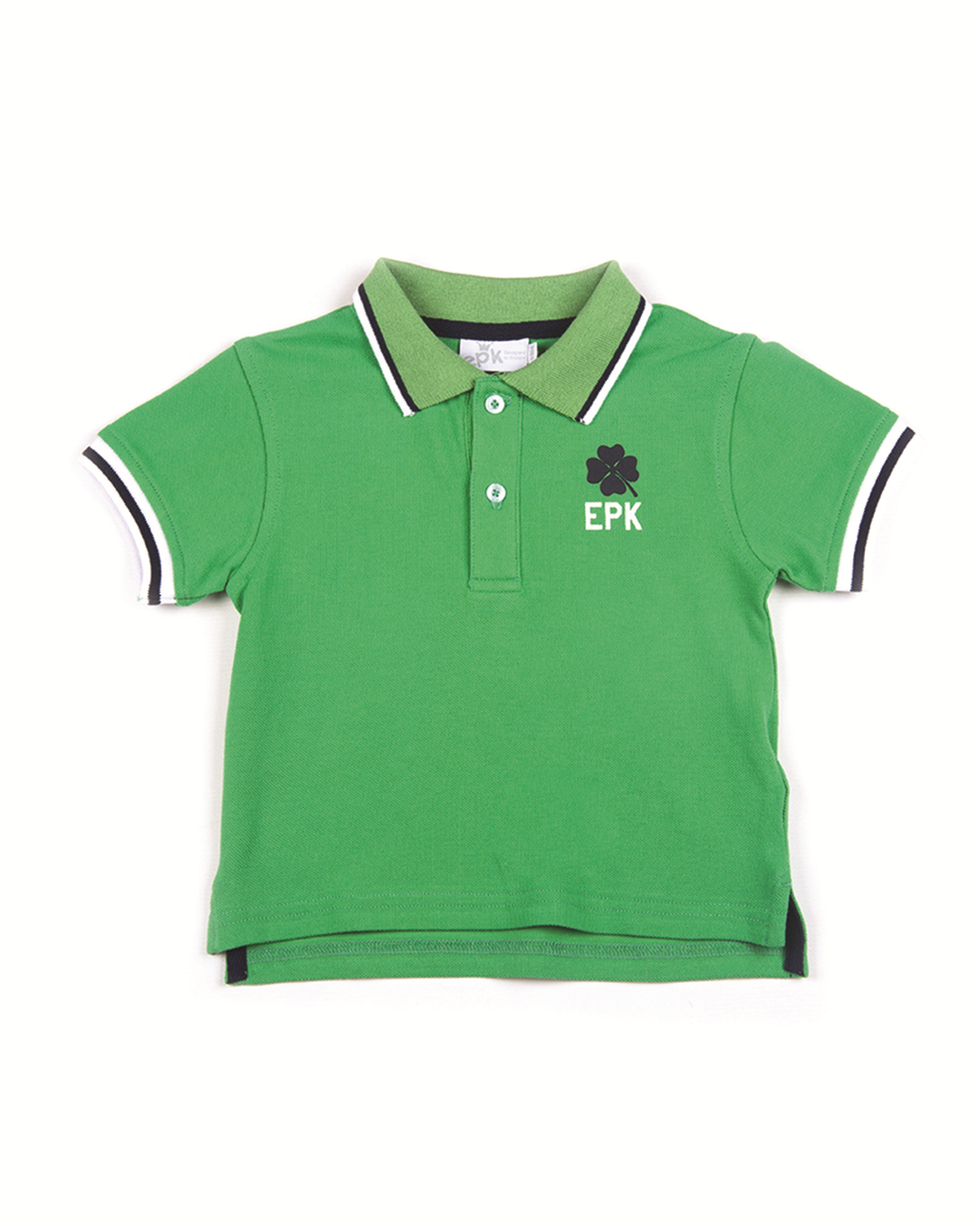 CHEMISE M/C, Polo manga corta en verde con gráfico de trébol