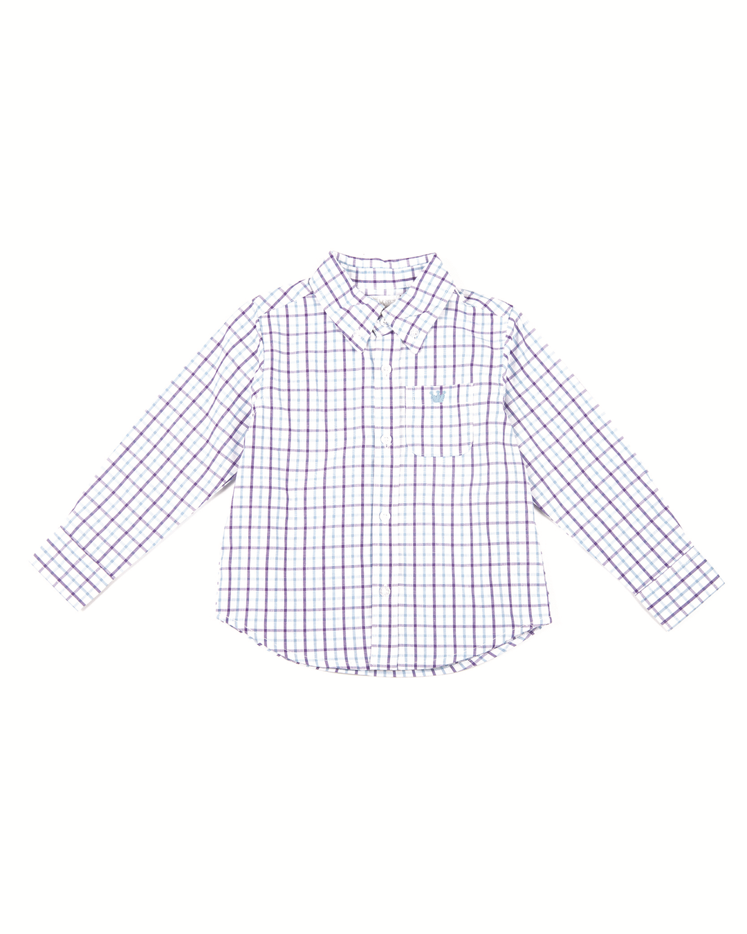 CAMISA M/L, Camisa manga larga con cuadros morados y azules