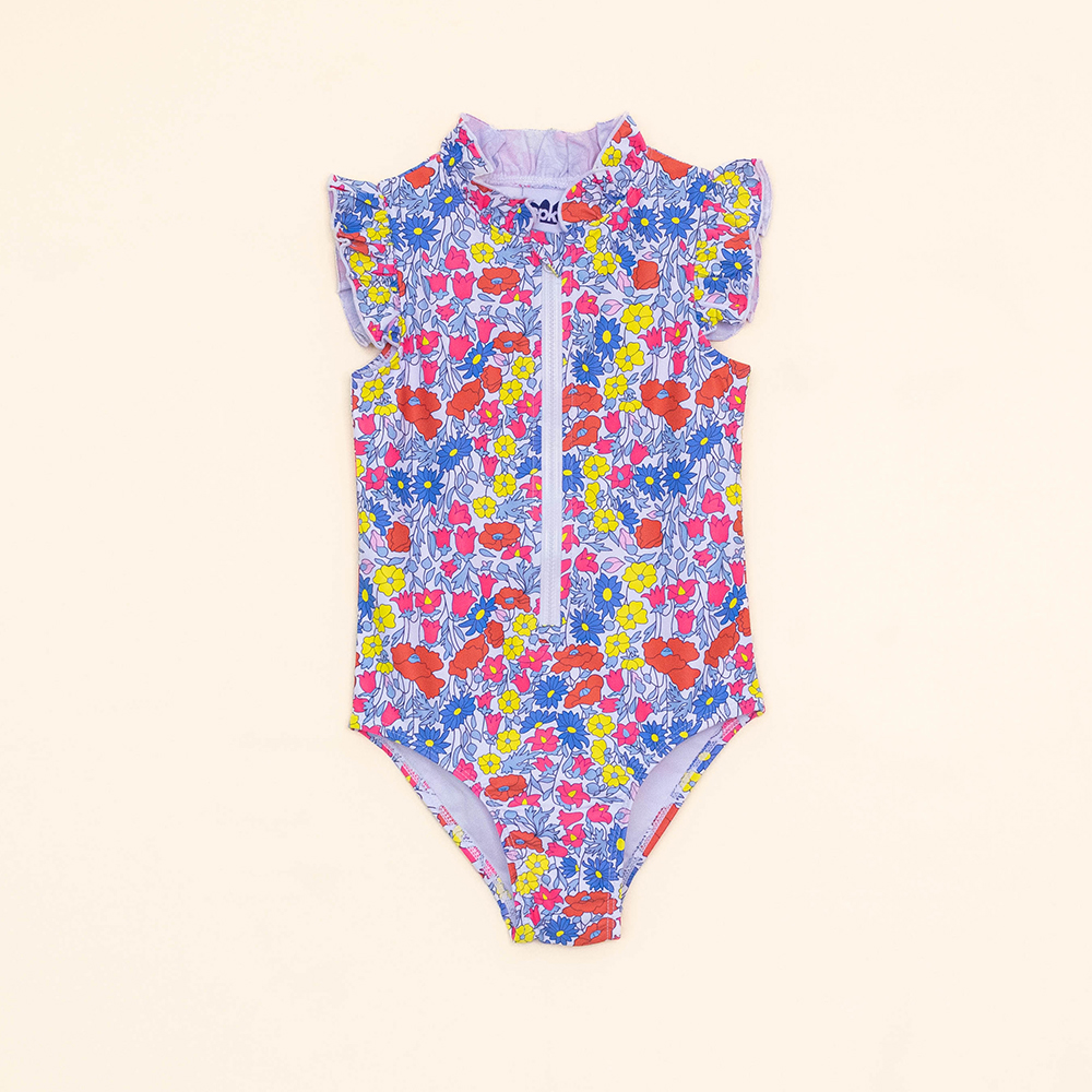 Traje de Baño entero Sin Mangas con Estampado de Flores Multicolor para Bebé Niña