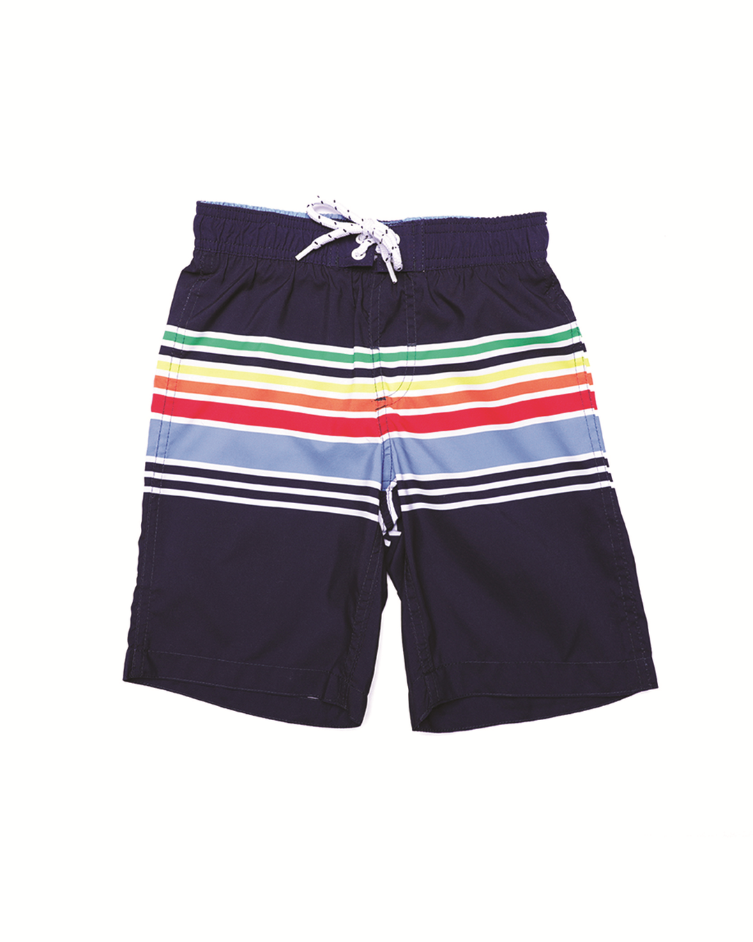 TRAJE DE BAÑO, Traje de  baño azul marino con rayas de colores múltiples