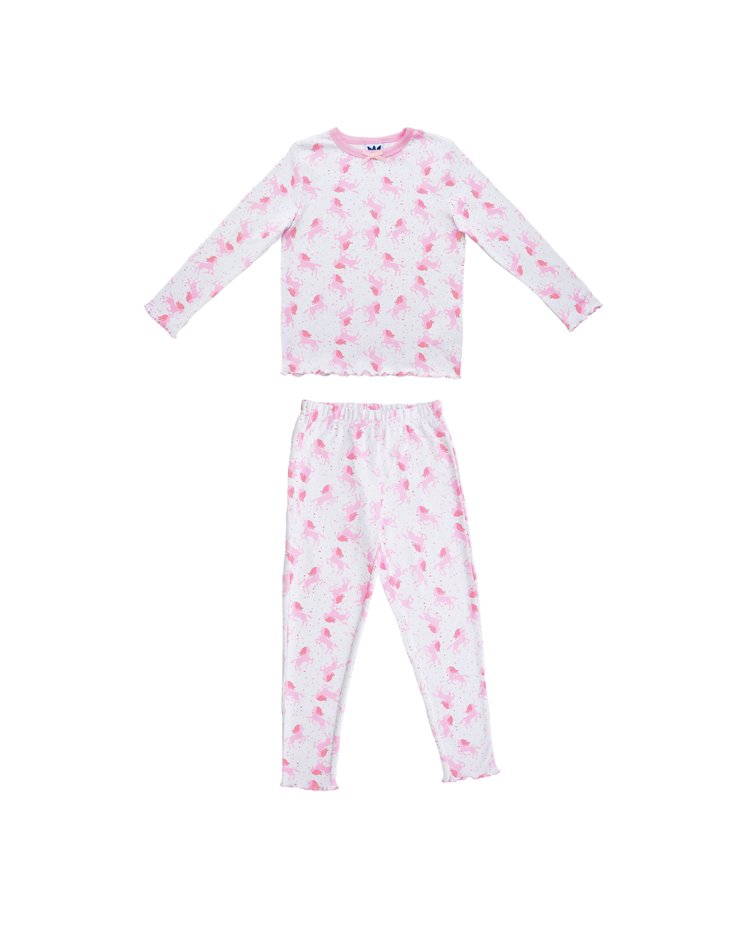 Pijama blanca con unicornios rosados