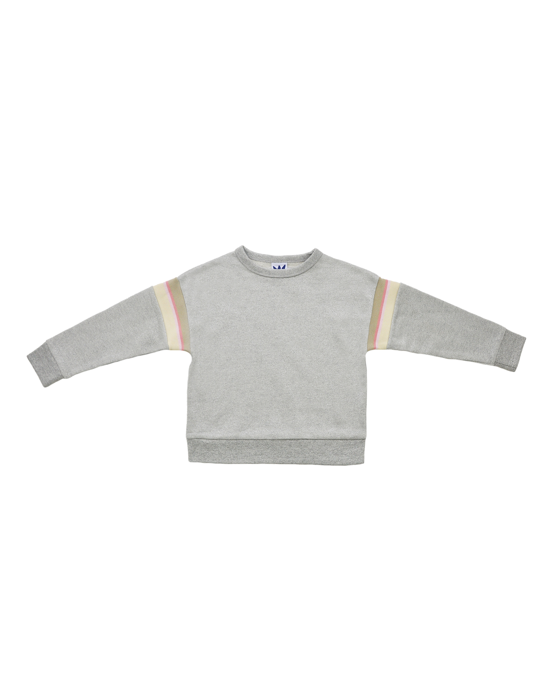 Sweatshirt gris metalizado con ligas multicolor en brazos