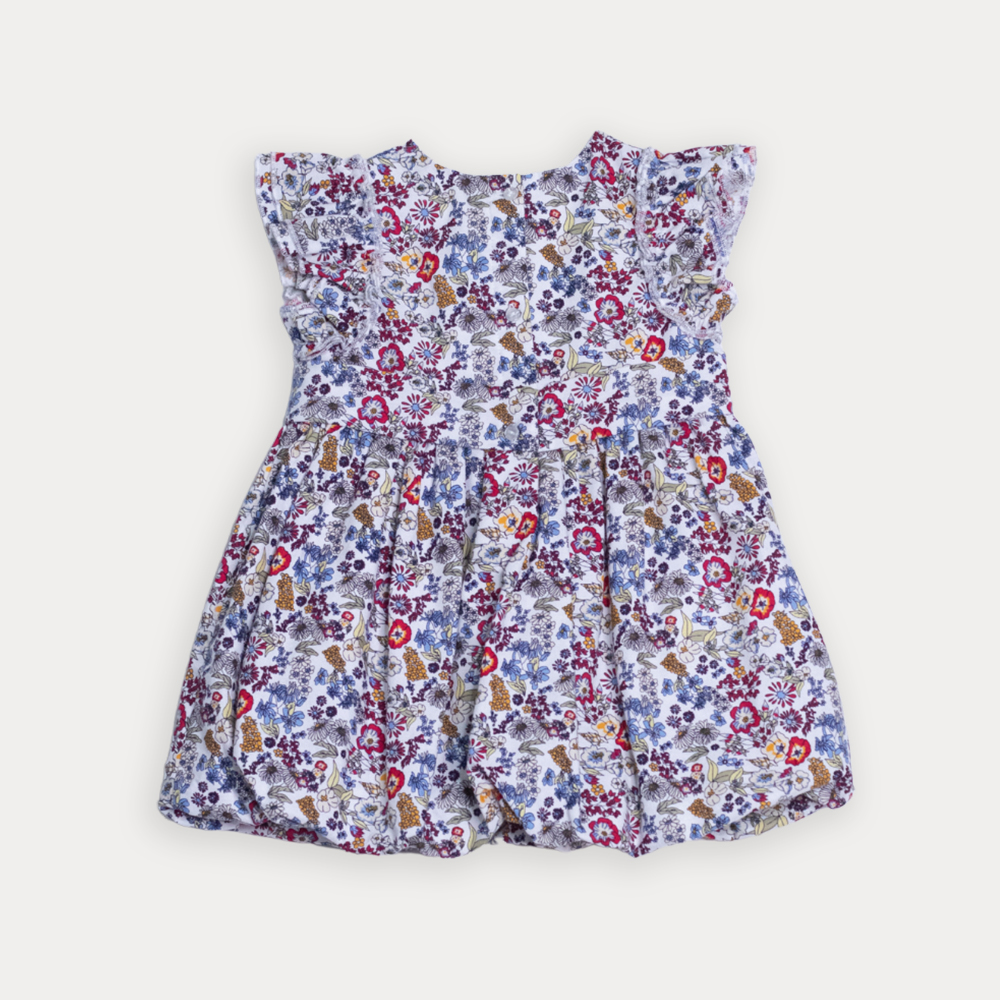 Vestido De Tela Ligera Con Estampado De Flores Multicolor Para Bebe Niña