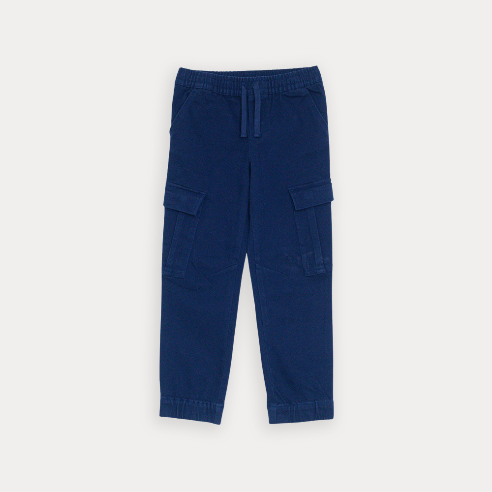 Pantalón Cargo De Twill Azul Marino Con Elástico En La Cintura Para Niño