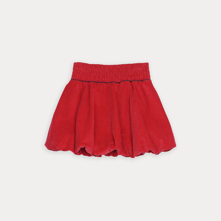 Falda De Corduroy Roja Con Detalle En Vinotinto Para Niña