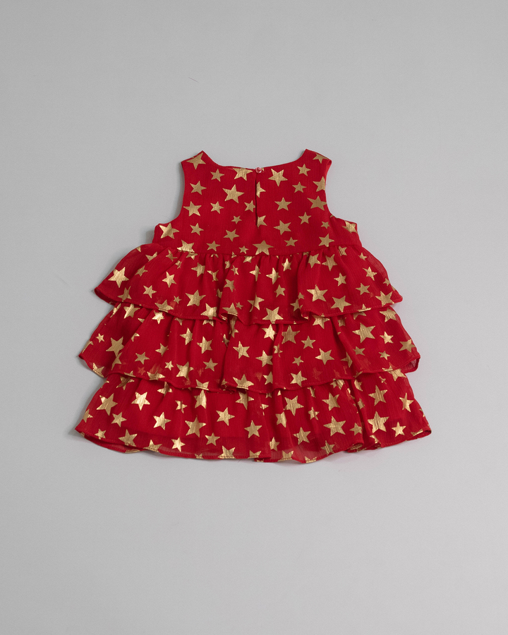 Vestido de gasa con estrellas doradas