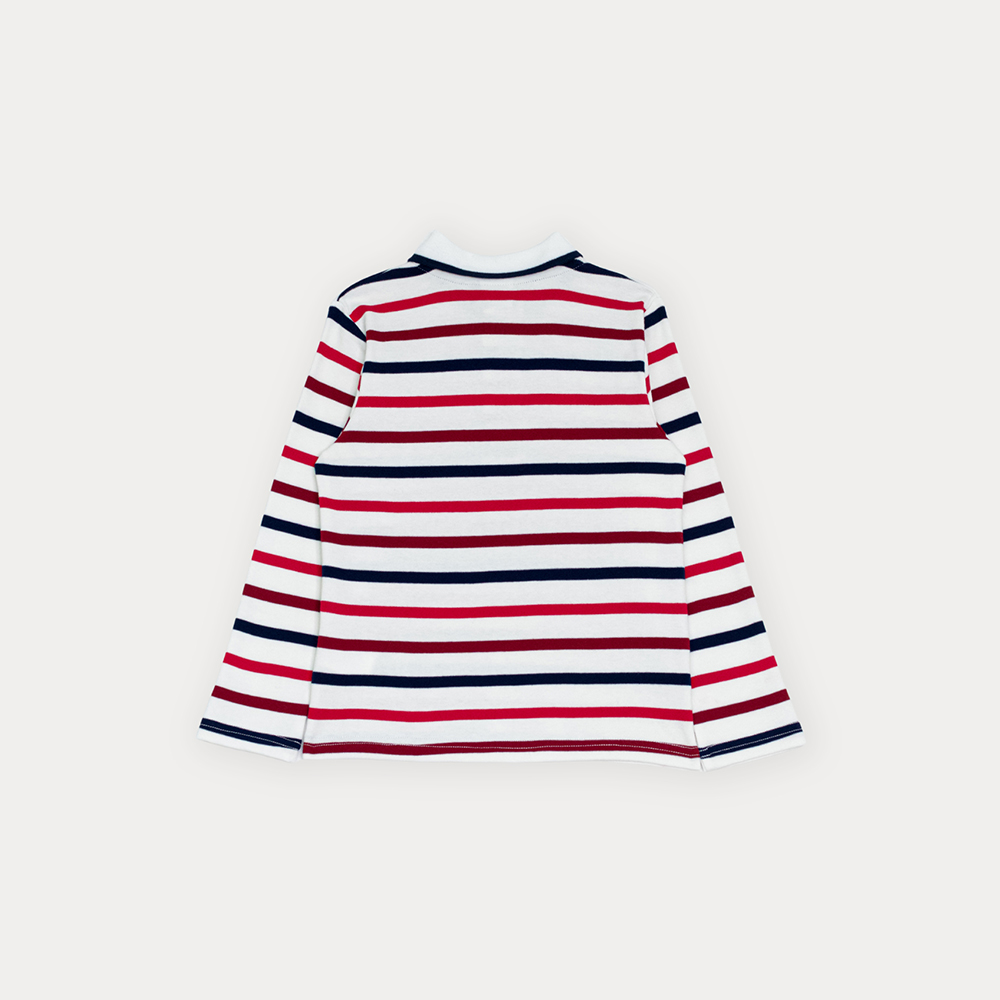 Chemise De Algodón Manga Larga De Rayas Para Niño