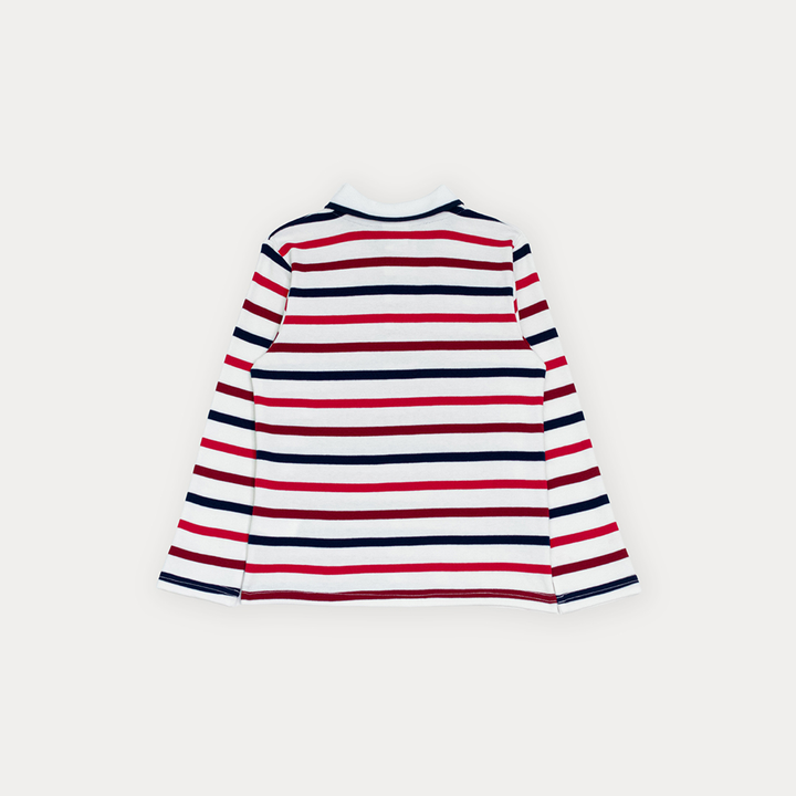 Chemise De Algodón Manga Larga De Rayas Para Niño