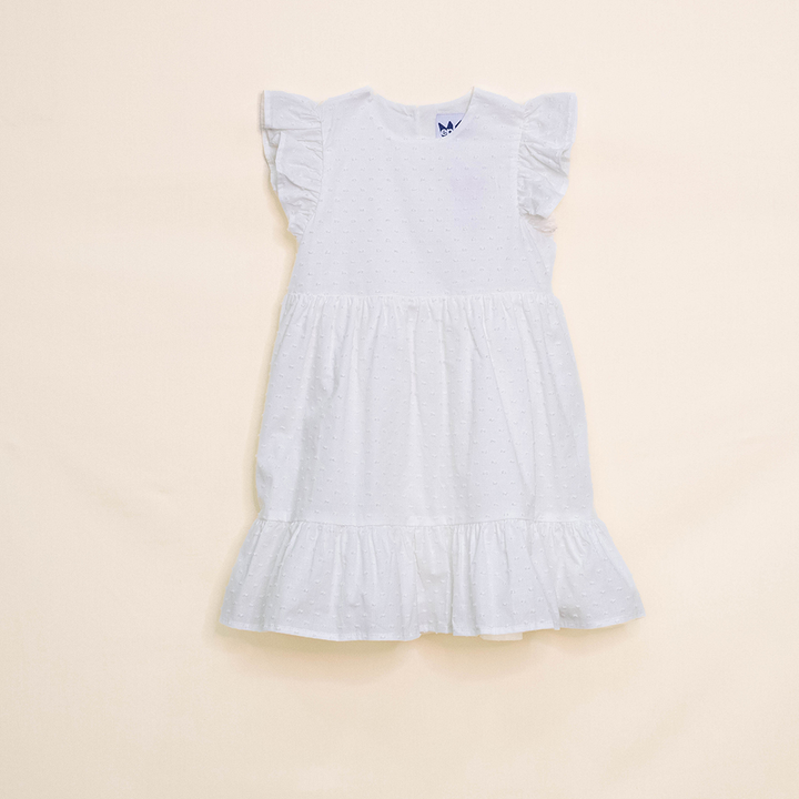 Vestido Blanco de Plumeti Sin Mangas para Niña