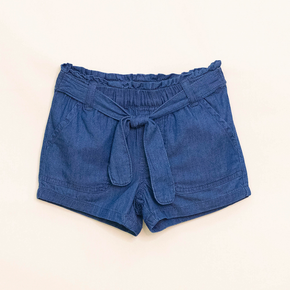 Short de Chambray con elástico y Cinturón para Bebé Niña