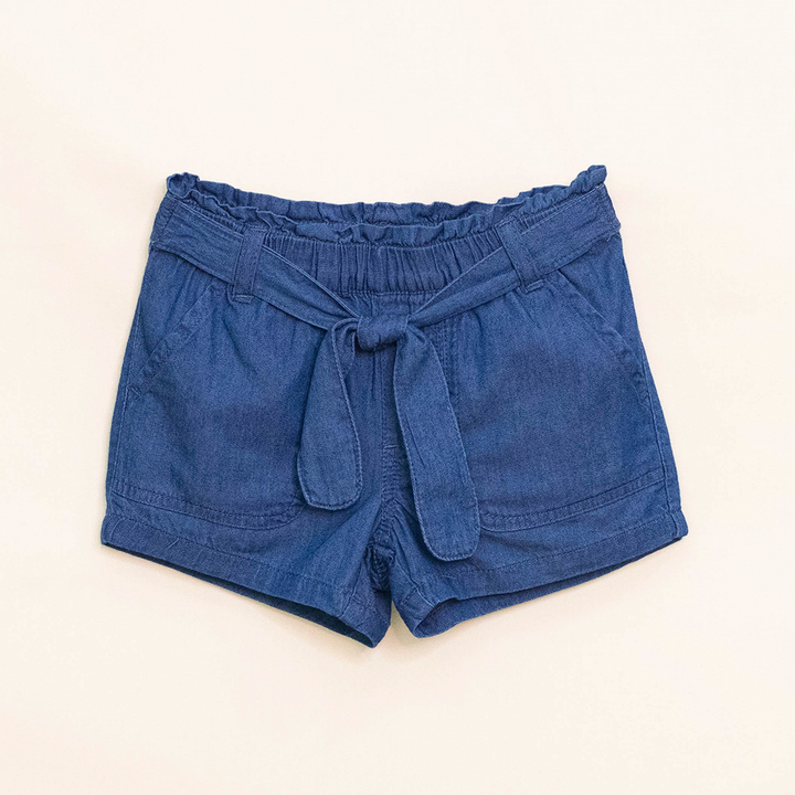 Short de Chambray con elástico y Cinturón para Bebé Niña