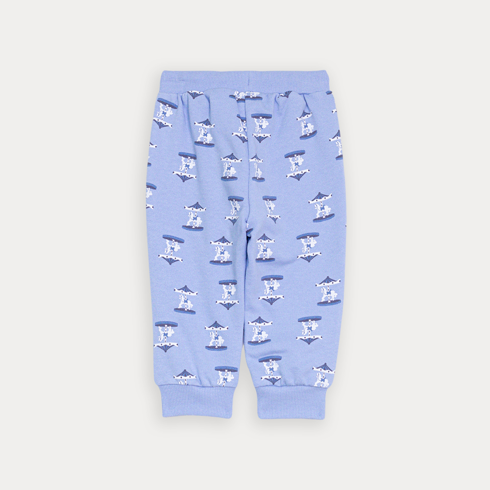 Mono De Algodón Azul Claro Con Estampado De Carruseles Para Bebe Niño