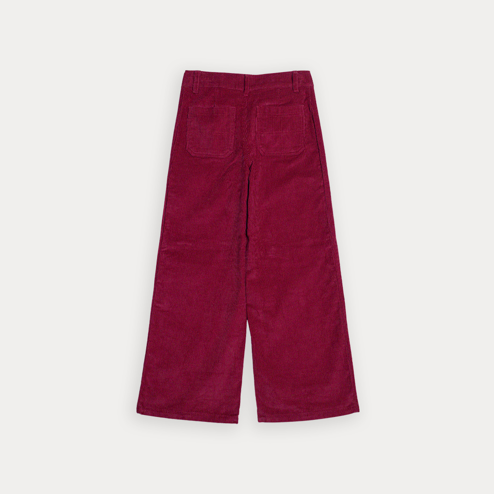 Pantalón De Corduroy Vinotinto Ancho Para Niña