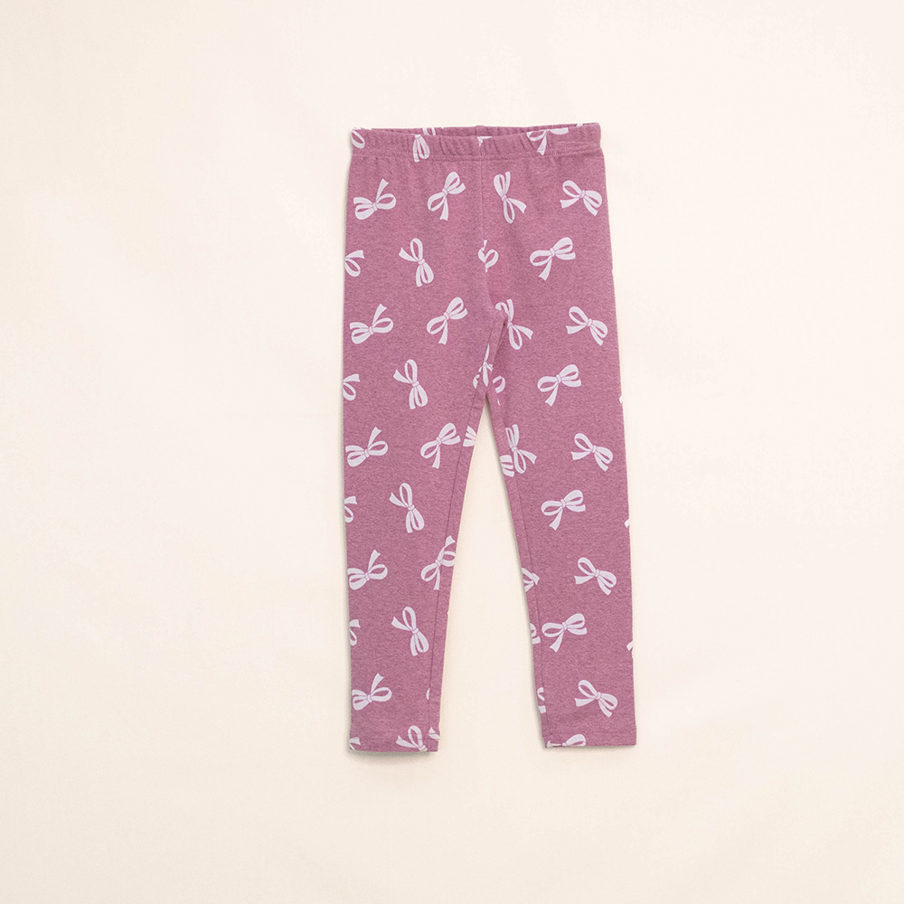 Legging Rosado de Algodón con Estampado de Lazos para Niña
