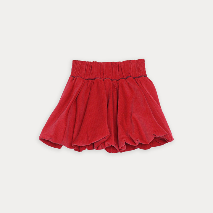 Falda De Corduroy Roja Con Detalle En Vinotinto Para Niña