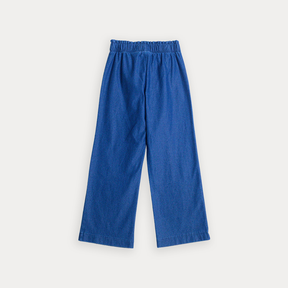 Pantalón De Chambray Con Elástico En La Cintura Para Niña