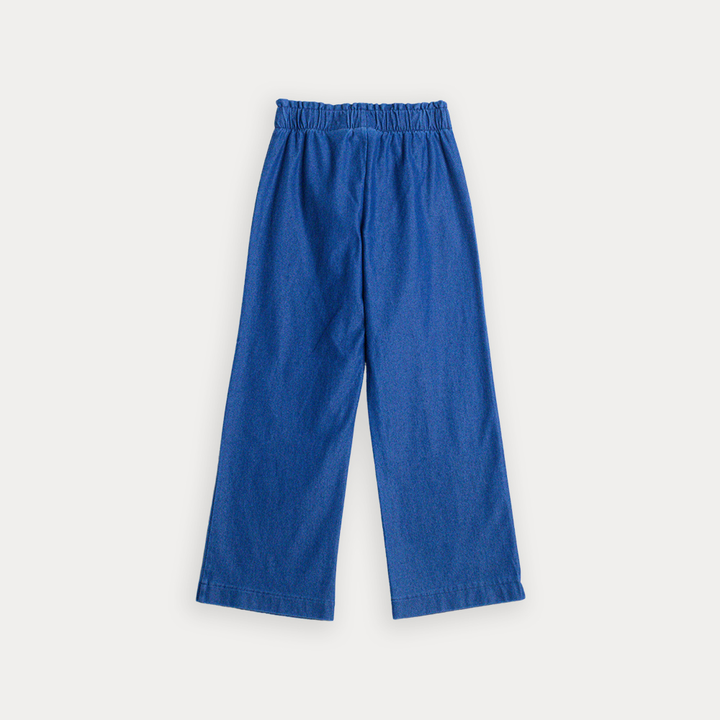 Pantalón De Chambray Con Elástico En La Cintura Para Niña