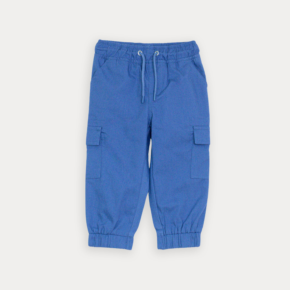 Pantalón Cargo De Twill Azul Con Elástico En La Cintura Para Bebe Niño
