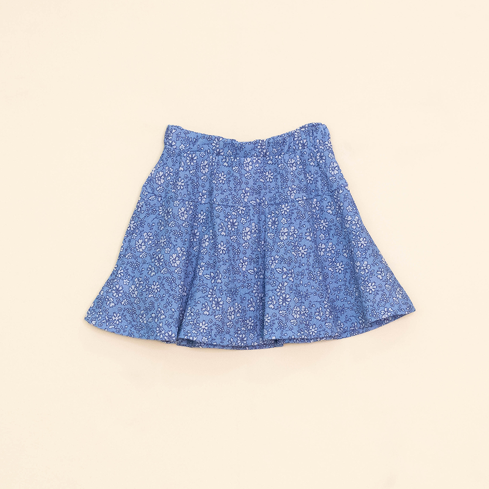 Falda con Estampado de Flores Azul para Niña