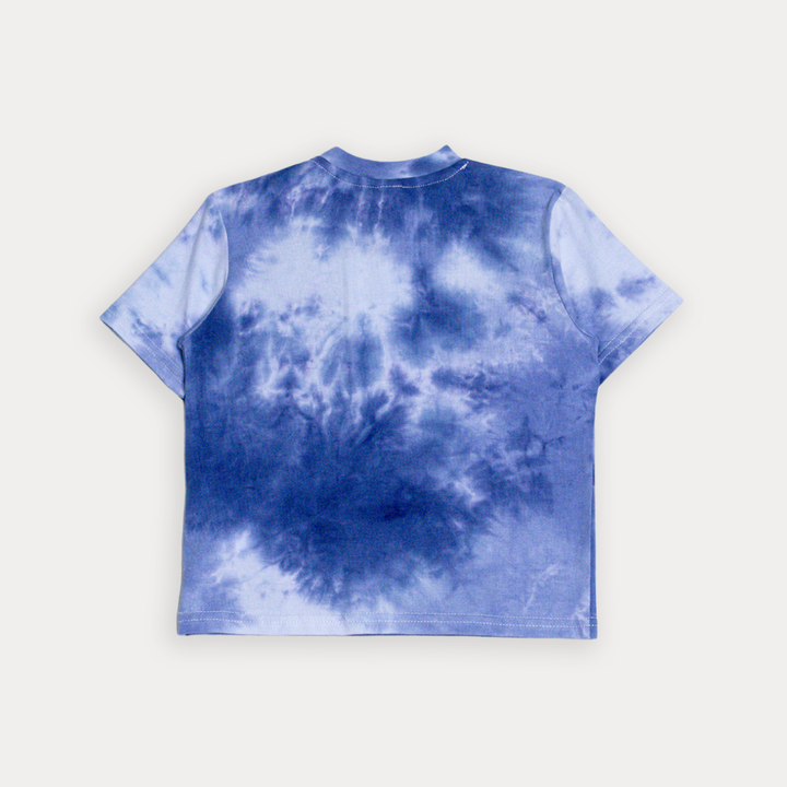 Franela De Algodón Con Efecto Tie Dye En Azul Claro Y Gráfico De Avión En Bolsillo Para Bebe Niño
