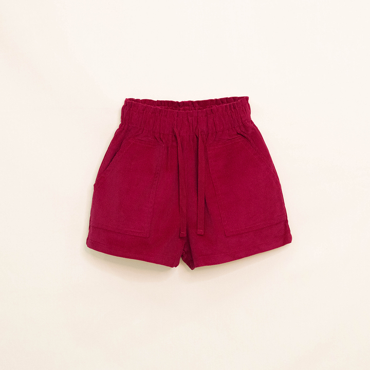 Short Rojo De Corduroy Para Niña