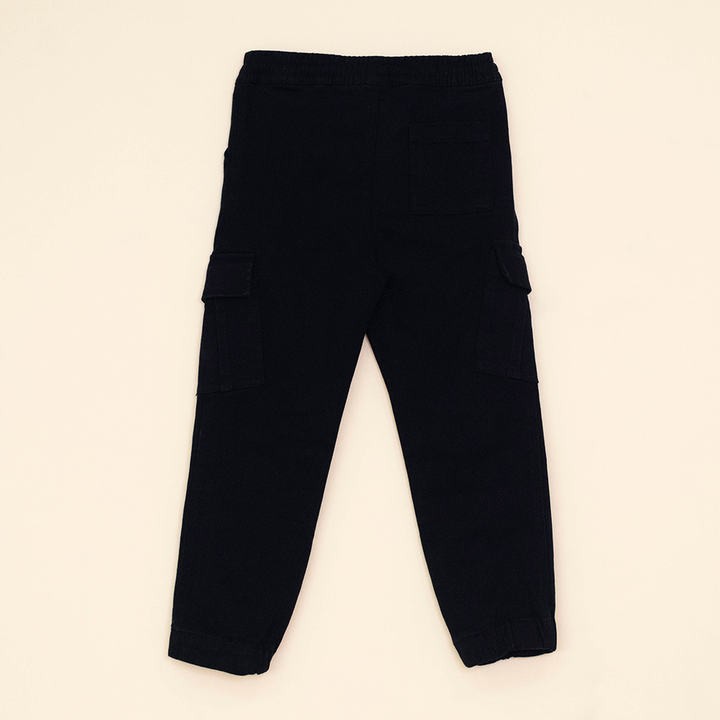 Pantalón Negro Cargo con elástico y Cordones para Niño