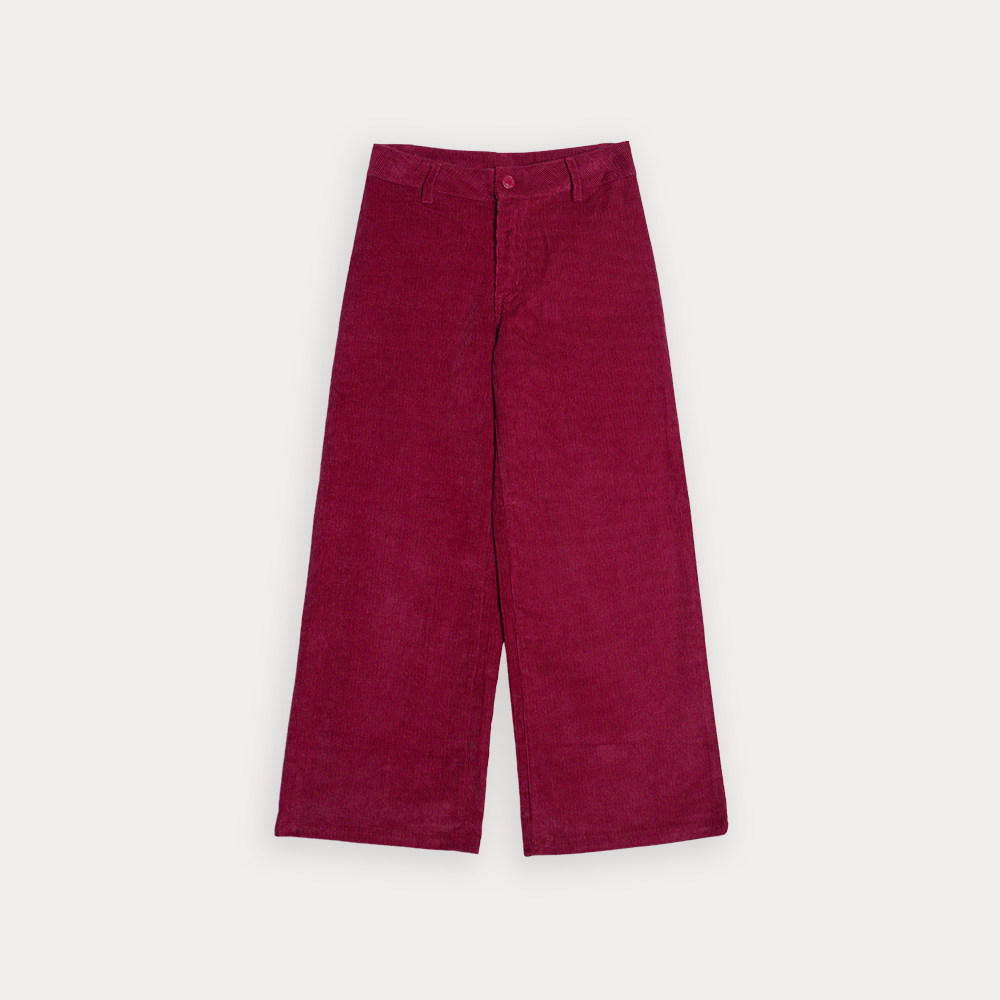 Pantalón De Corduroy Vinotinto Ancho Para Niña