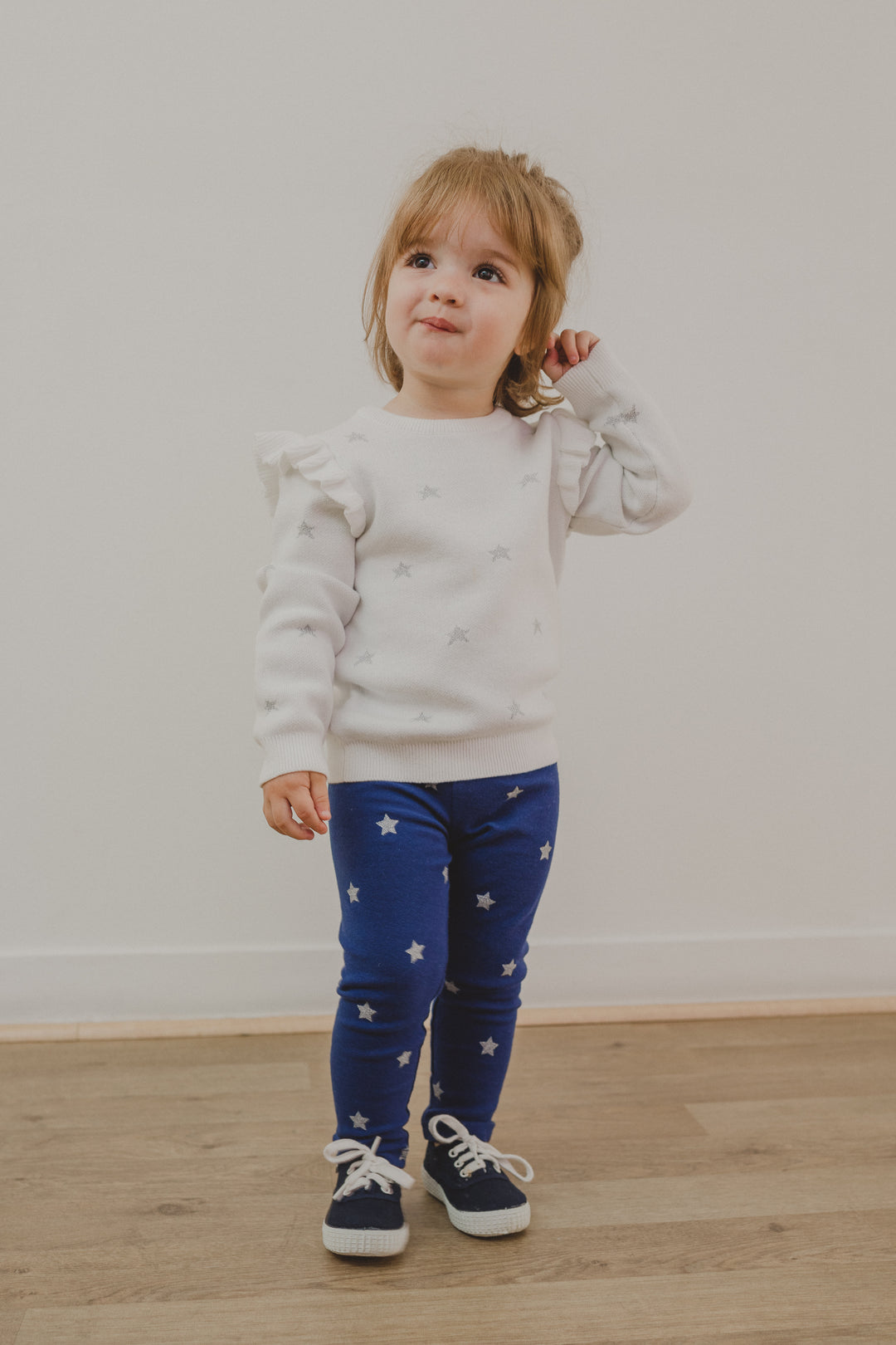 Legging azul con estrellas plateadas