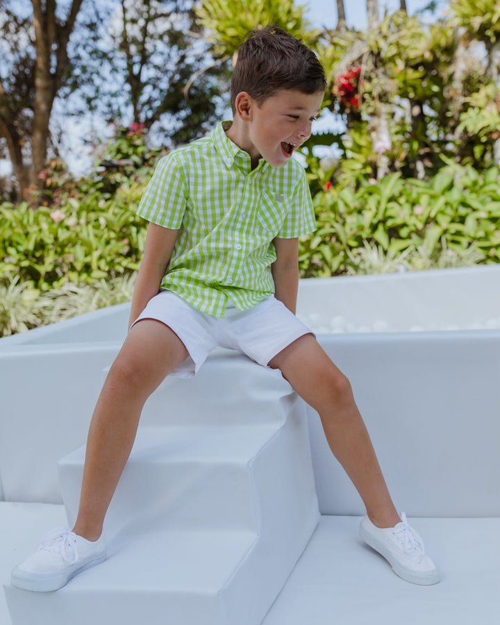 Camisa de cuadros blancos y verdes
