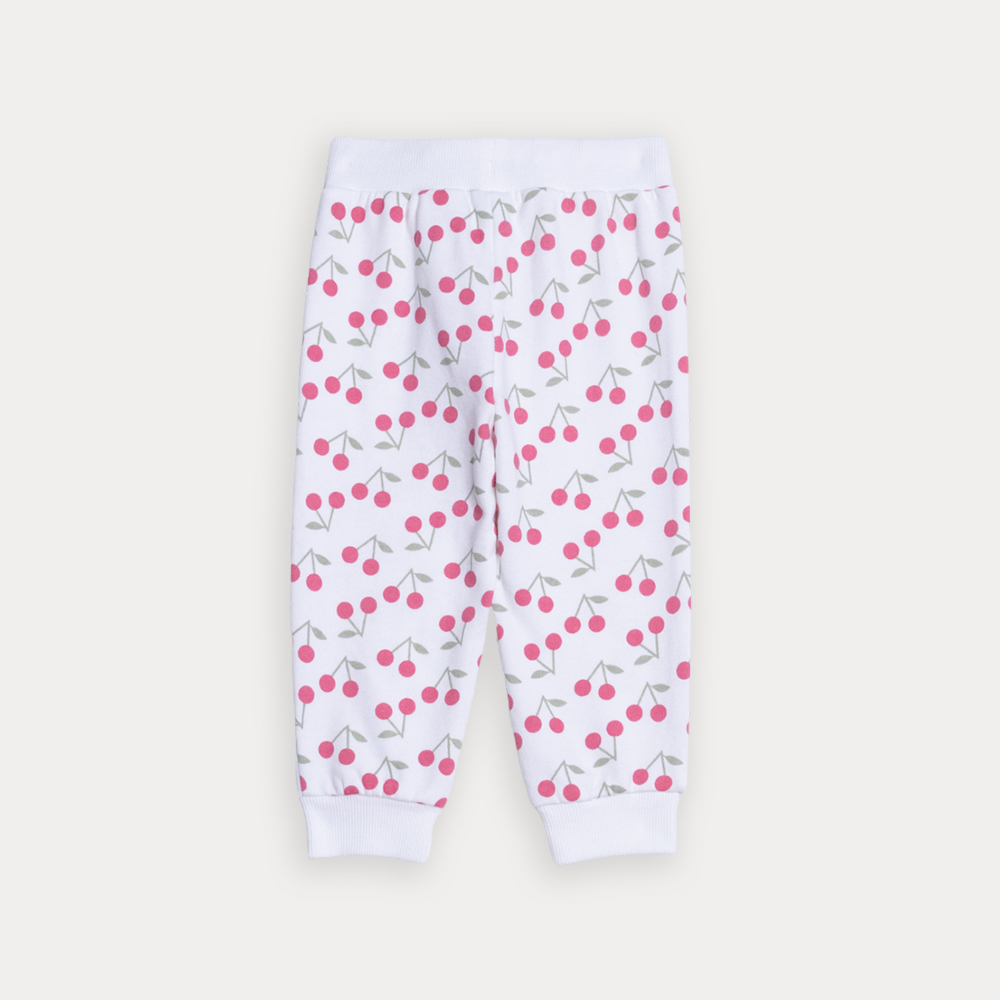 Mono De Algodón Crema Con Estampado De Cerezas Para Bebe Niña