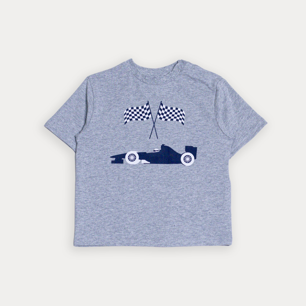 Franela De Algodón Gris Claro Con Gráfico De Carro Para Bebe Niño