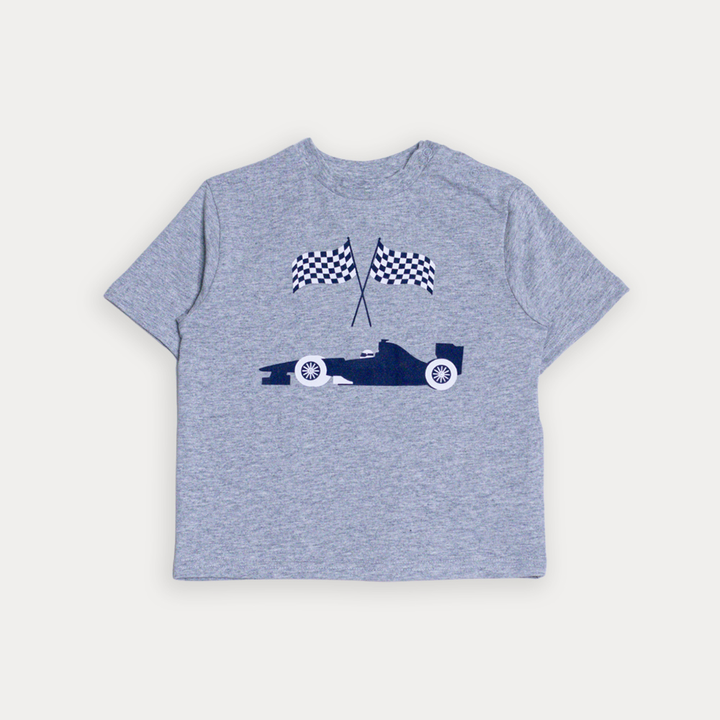 Franela De Algodón Gris Claro Con Gráfico De Carro Para Bebe Niño