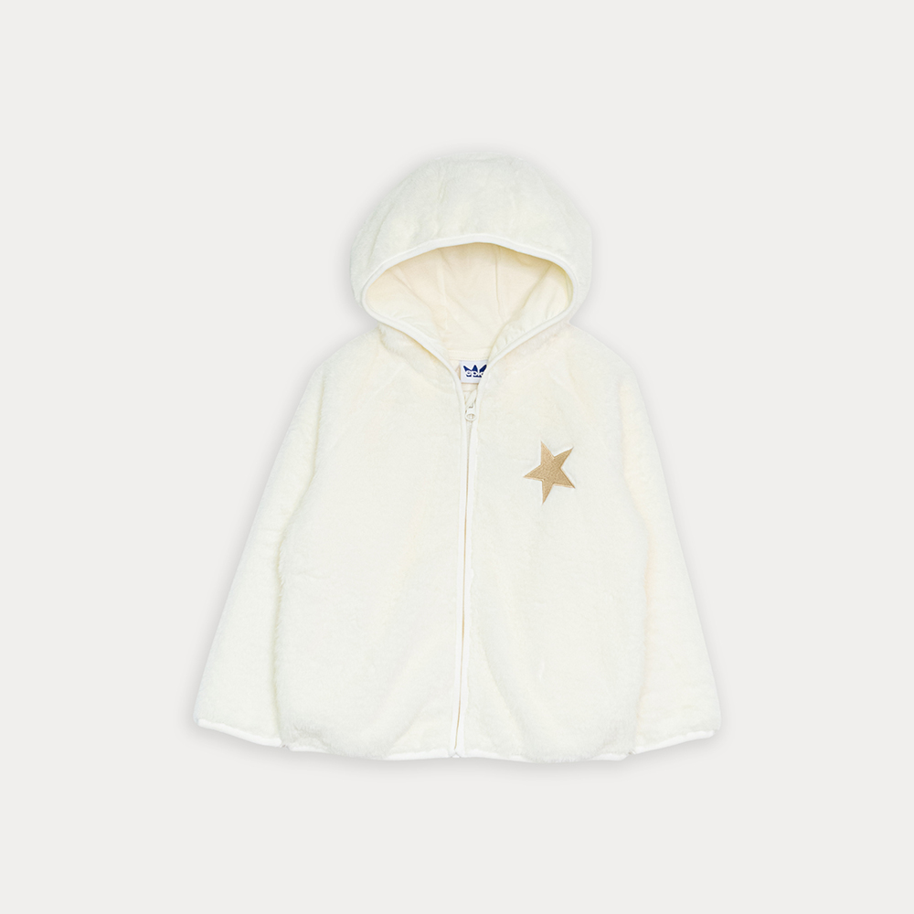 Suéter De Felpa Crema Con Bordado De Estrella Dorado Metálico Y Cierre Para Niña