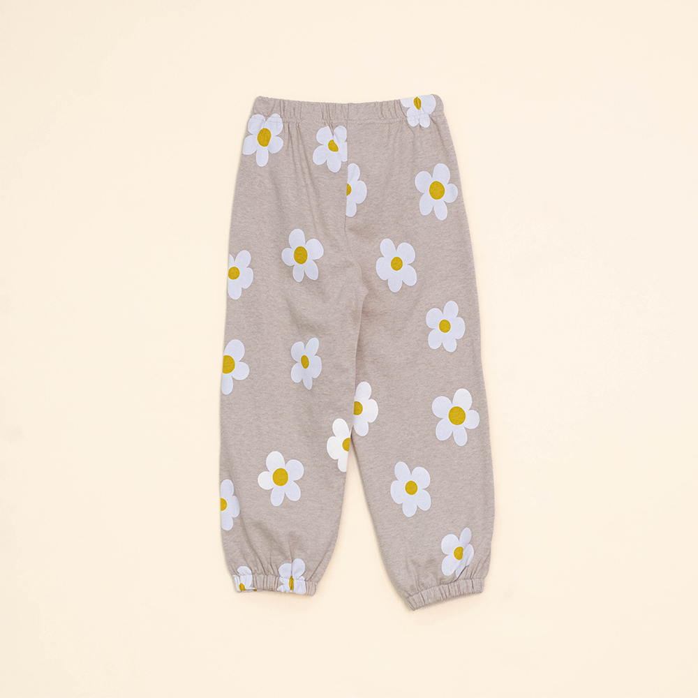 Mono Color Crema de Algodón con Estampado de Flores Blancas y Amarillas para Niña