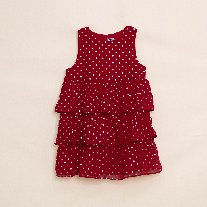 Vestido Rojo De Capas Para Niña