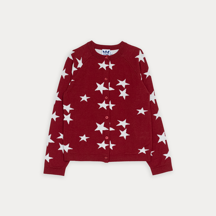 Cardigan De Algodón Tejido Vinotitno De Estrellas Para Niña