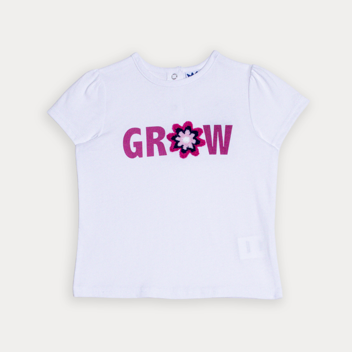 Franela De Algodón Blanca Con Grafico Y Textura Para Bebe Niña