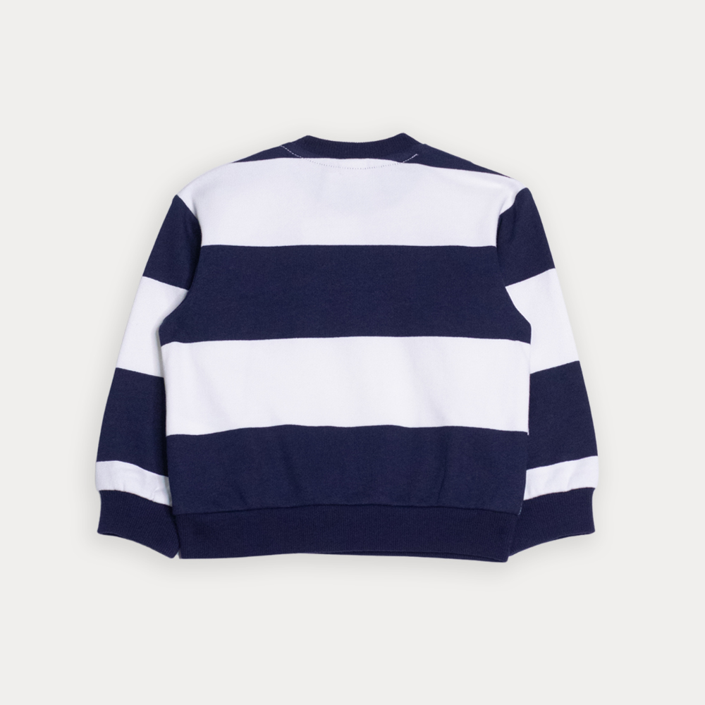 Suéter De Algodón Con Estampado De Rayas Azul Marino Y Crema Para Bebe Niño