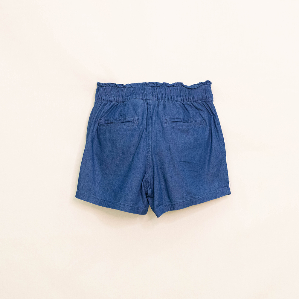 Short de Chambray con elástico y Cinturón para Niña