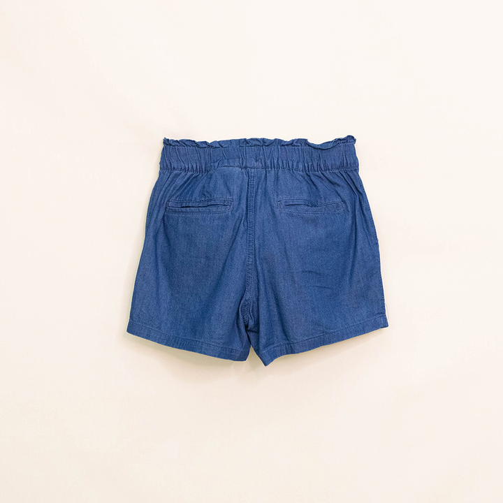 Short de Chambray con elástico y Cinturón para Niña