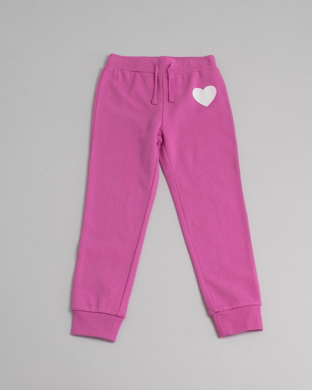 Pantalón  Fucsia de algodón con ajustador y gráfico de corazón