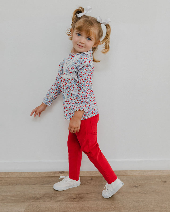 Pantalón rojo de corduroy con elástico