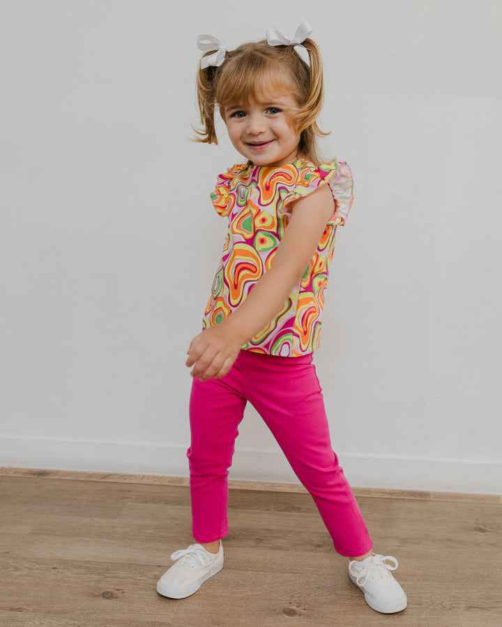 Pantalón fucsia de twill con elástico
