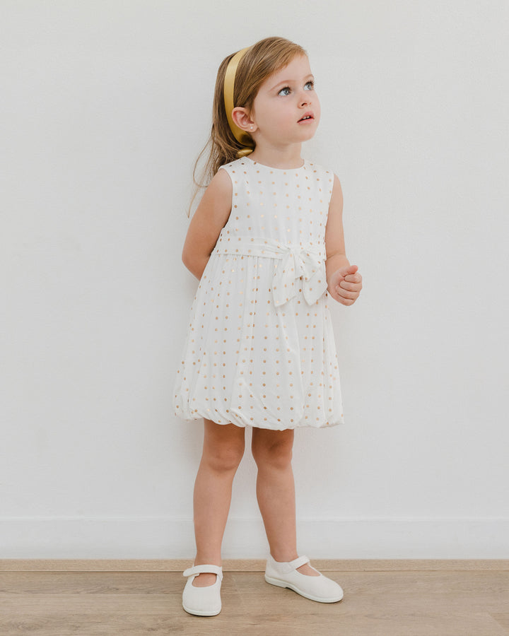 Vestido de viscosa con puntos dorados