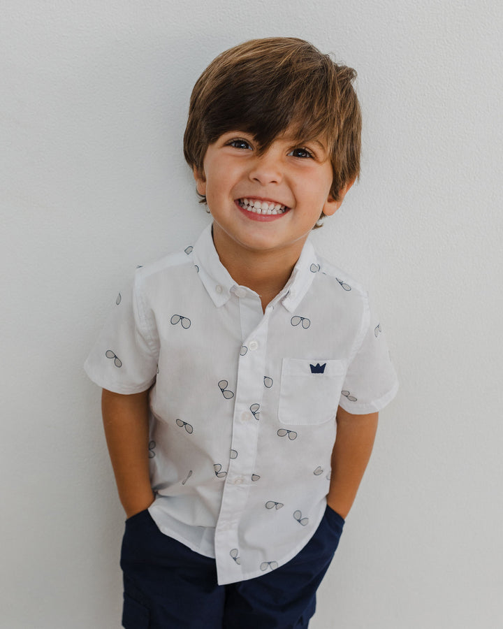Camisa de popelina con estampado de lentes