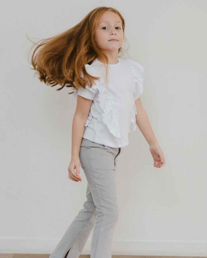 Pantalón Gris de corduroy con aberturas