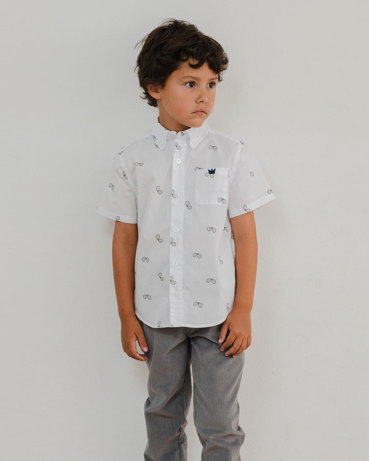 Camisa de popelina con estampado de lentes