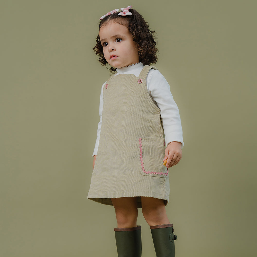 Braga Falda Verde de Corduroy Bebé Niña