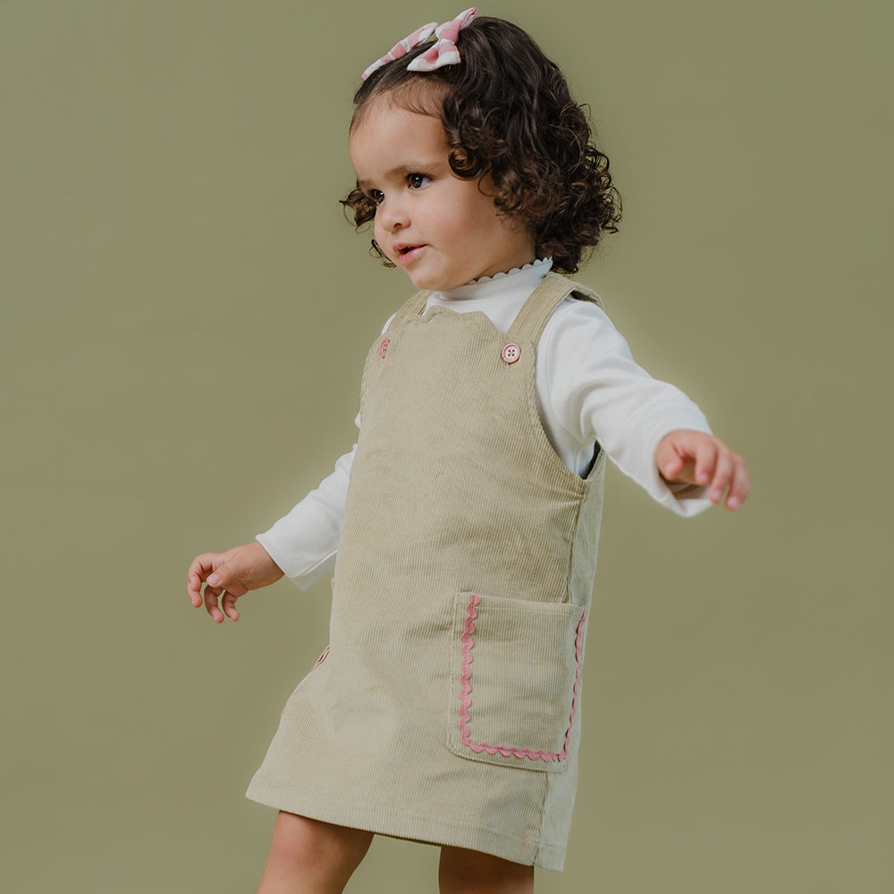 Braga Falda Verde de Corduroy Bebé Niña